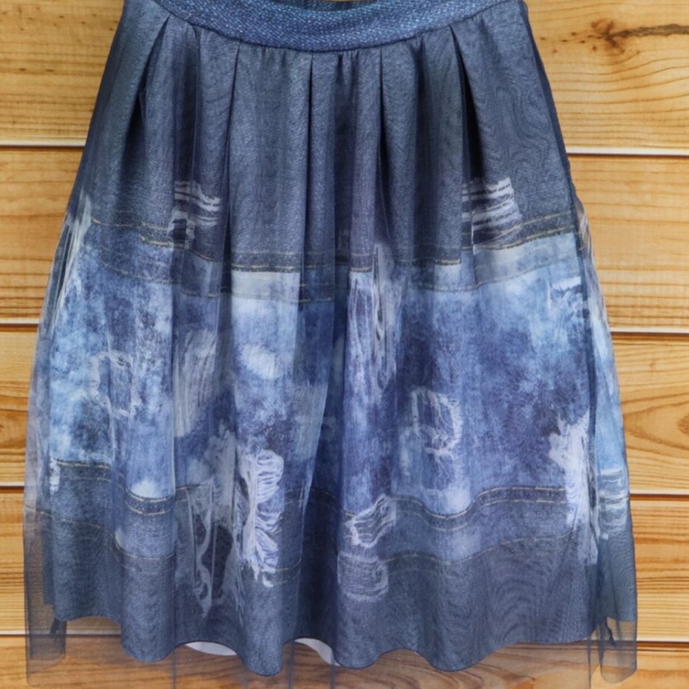 Ashely Stewart Tulle Denim Like Skirt